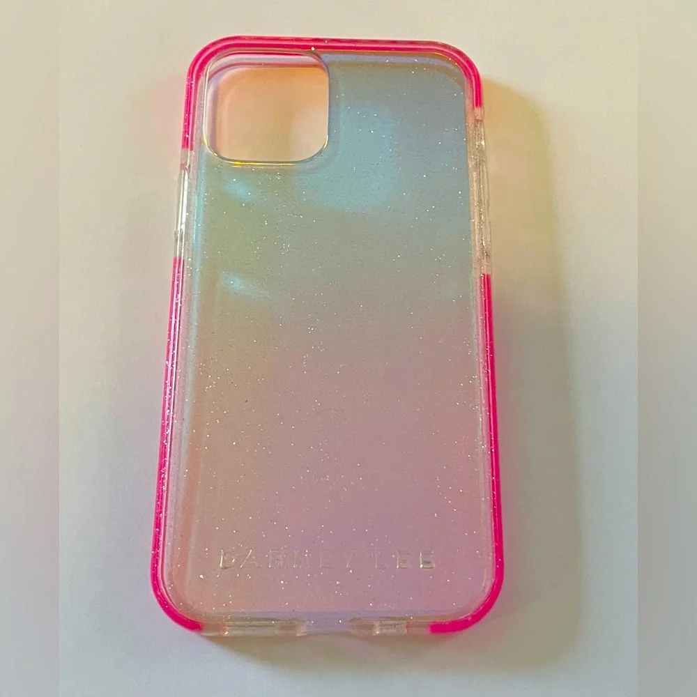 Barney Lee I-Phone 12 Case Clear Glitter Pink Barbiecore Feminine Girly